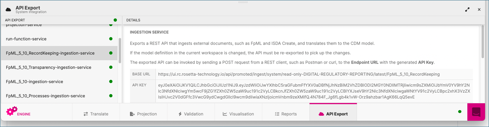Postman API export ingestion service